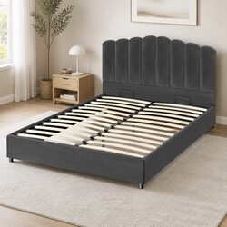 Functional Queen Bed Frame with Gas Lift for Smart Storage