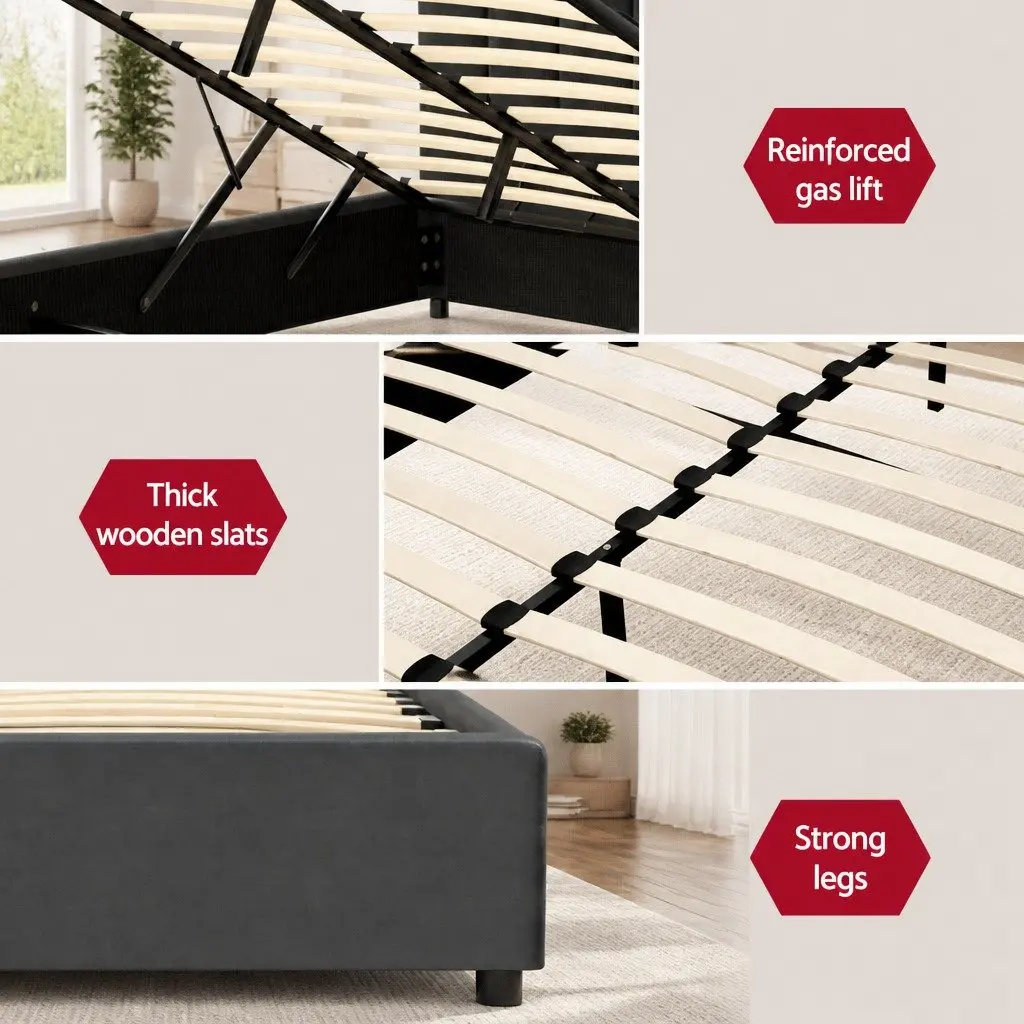 Queen Bed Frame with Gas Lift for Smart Storage
