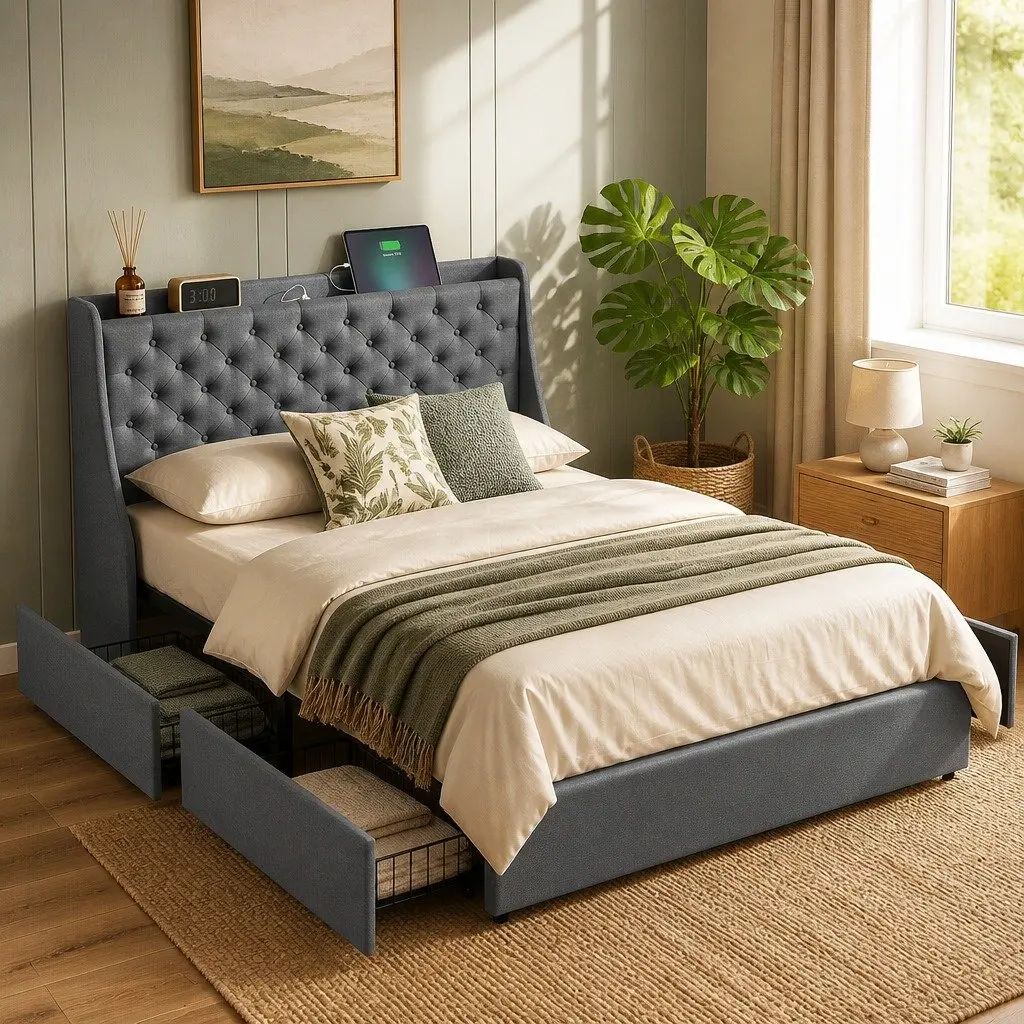 Double Bed Frame with Storage Solutions