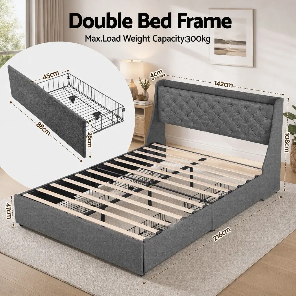 Double Bed Frame with Storage Solutions