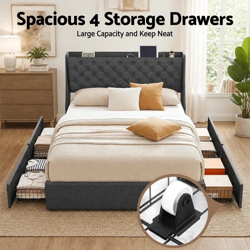 Double Bed Frame with Storage Solutions