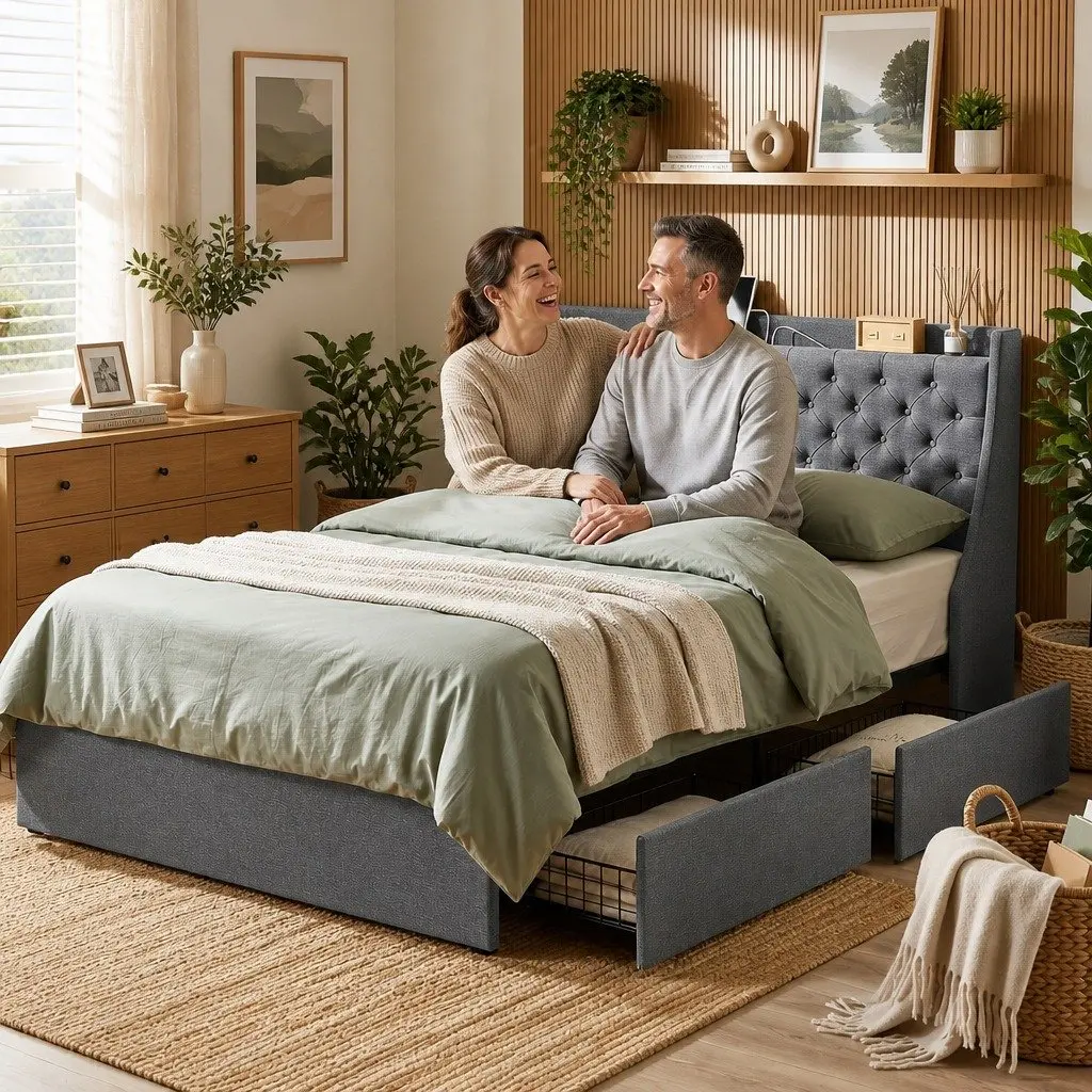 Double Bed Frame with Storage Solutions