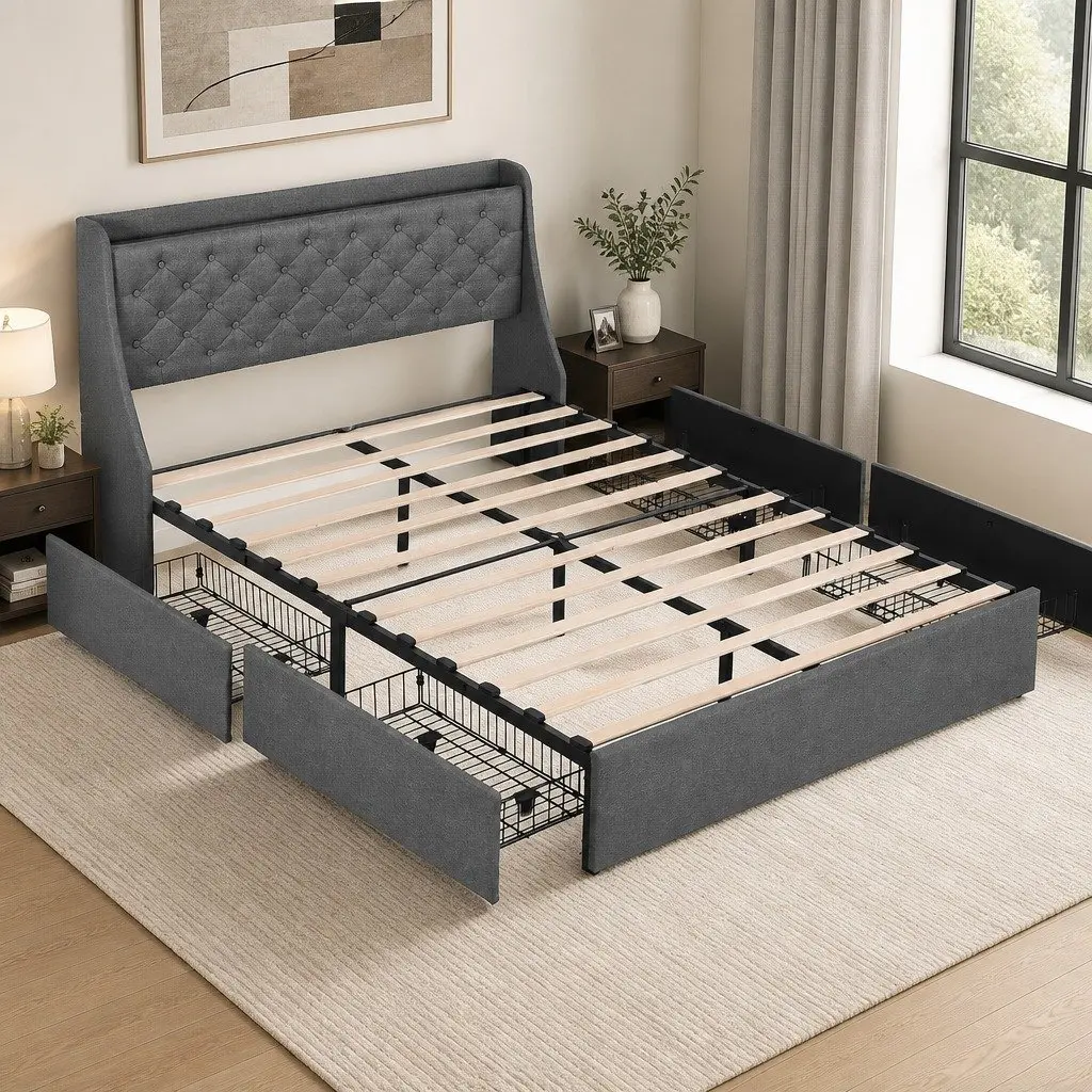 Double Bed Frame with Storage Solutions