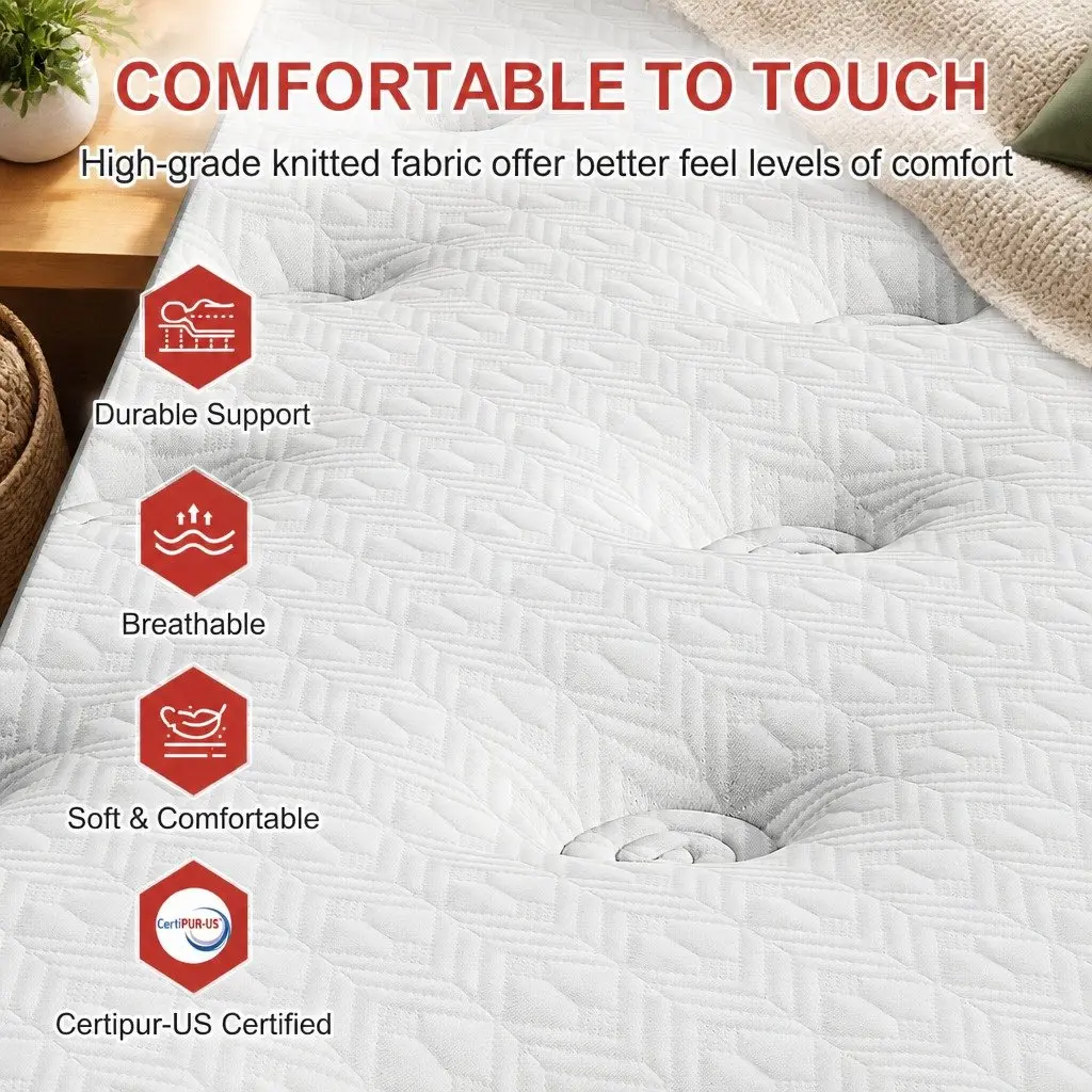 King Bed Frame Upholstered Faux Linen Storage with Pocket Coil Mattress Medium Firm 222.5 x 195 x 104 cm Beige White