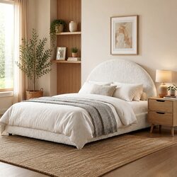 Functional Queen Gas Lift Bed Frame with Bedside Table