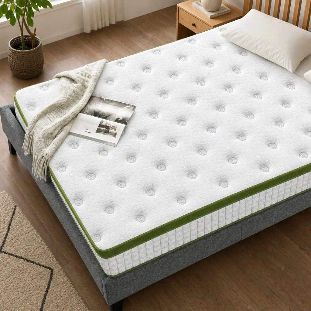 Single Bed Frame Upholstered Grey 30cm Hybrid Mattress