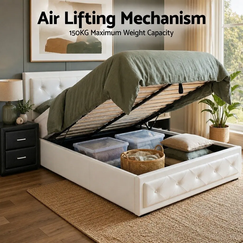 King Single Bed Frame and Bedside Table Set