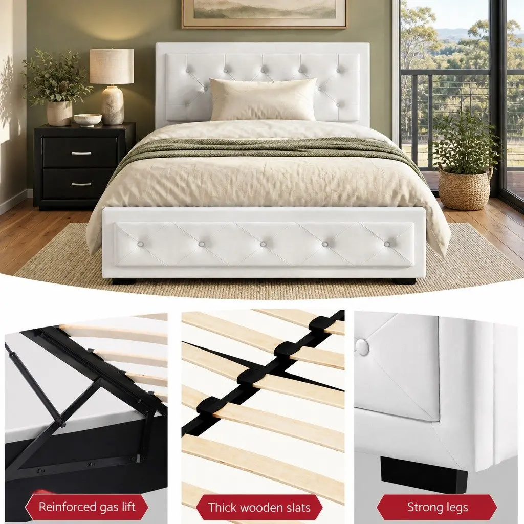 King Single Bed Frame and Bedside Table Set