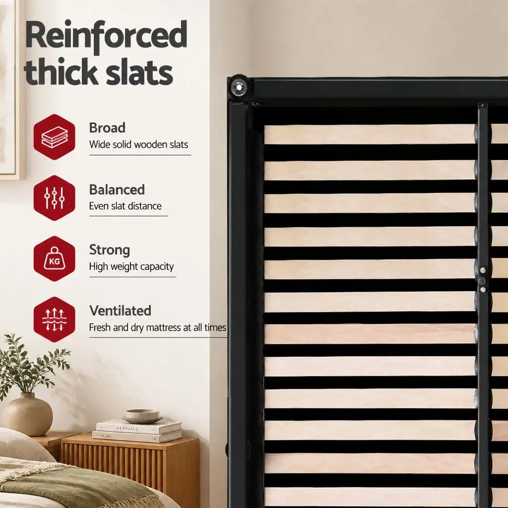 Queen Bed Frame Gas Lift Storage Black with 2 Bedside Tables Bedroom Set