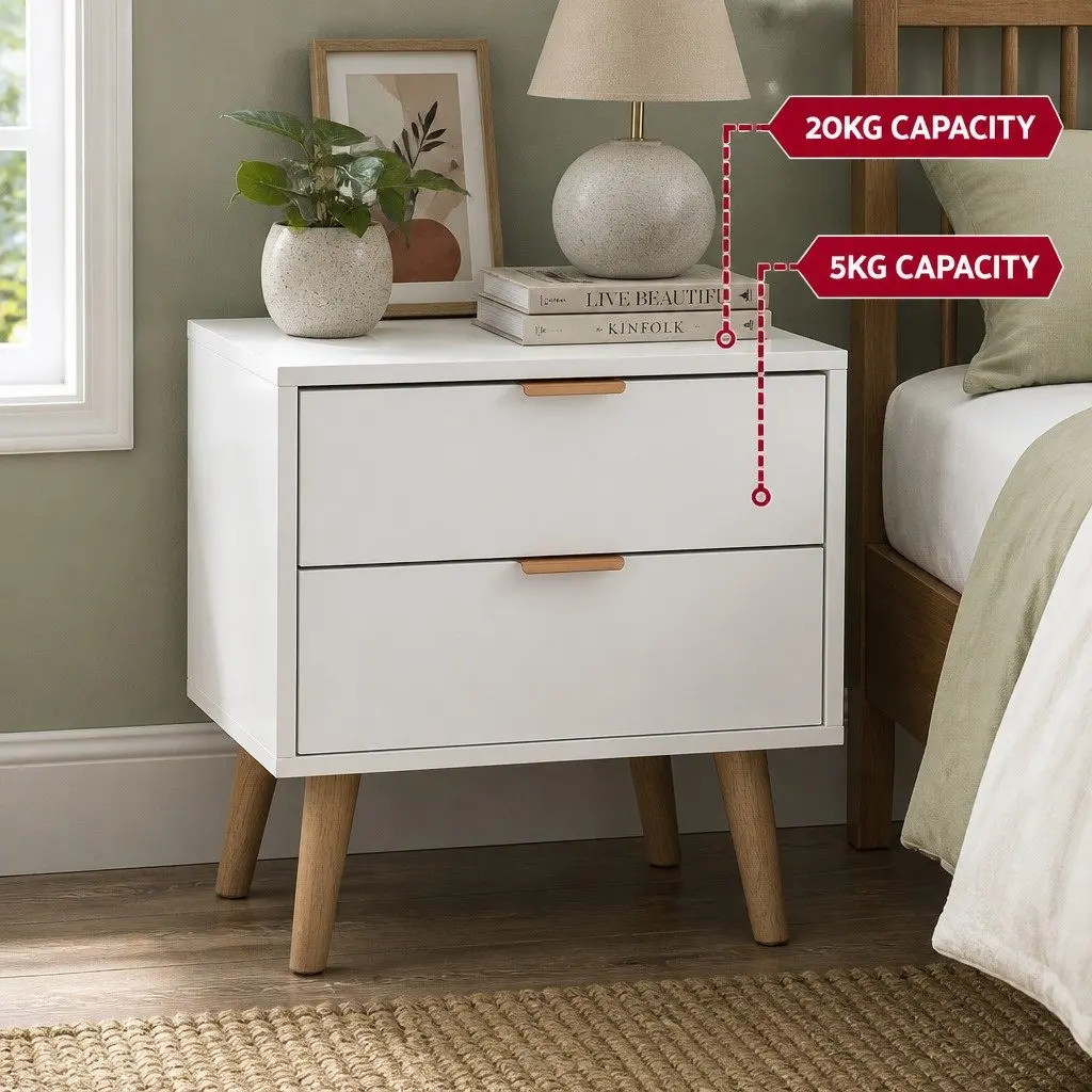 Double Bed Frame Velvet Scallop Headboard Pink with Matching 2 Drawer Nightstand