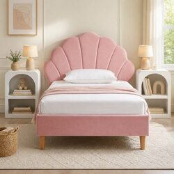 Practical King Single Bed Frame with Scallop Headboard