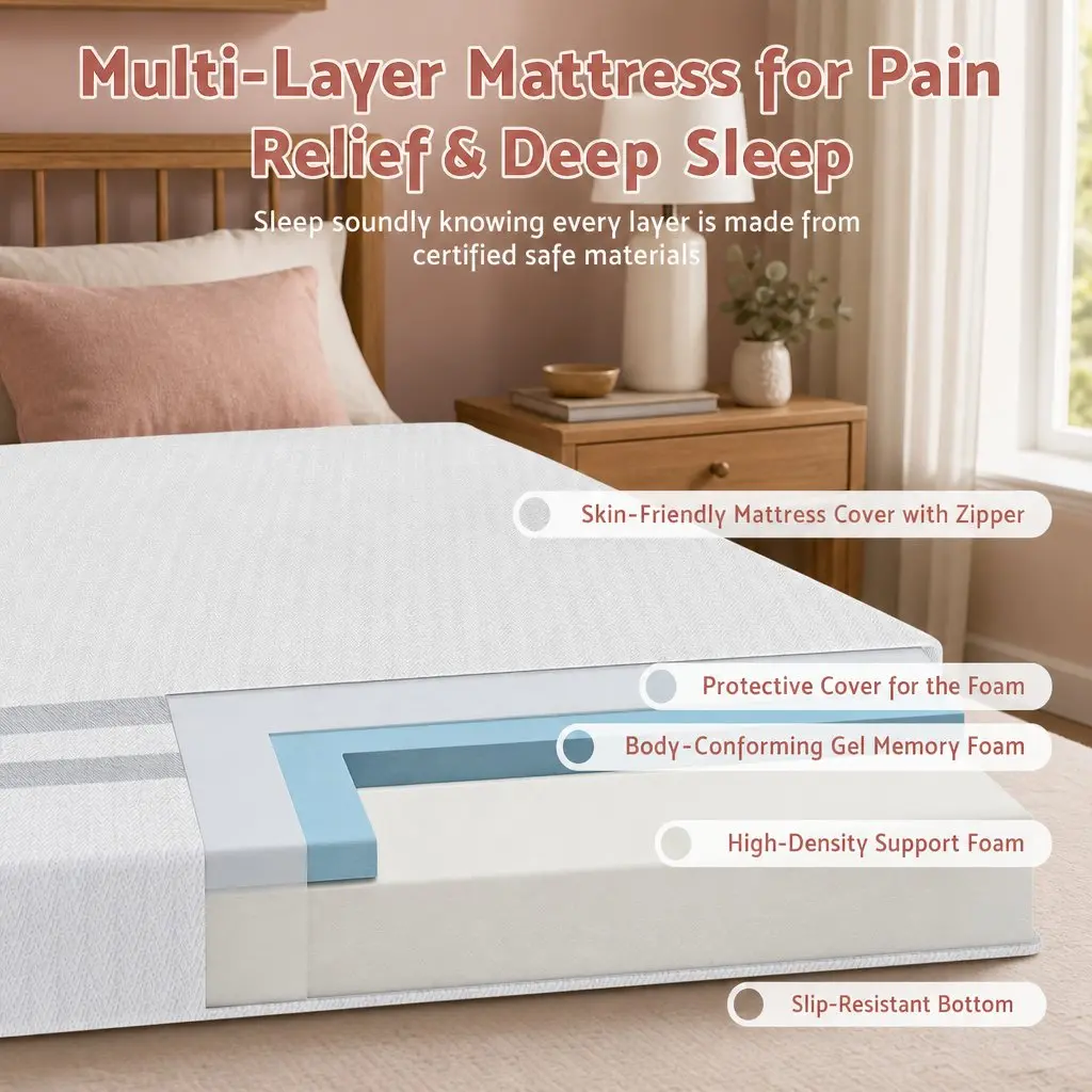 King Single Bed Frame & Memory Foam Mattress