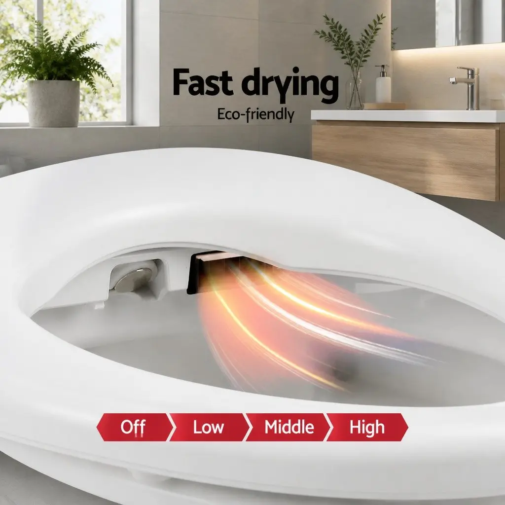Electric Bidet Toilet Seat Cover Auto Smart Water Wash Dry Panel Control White