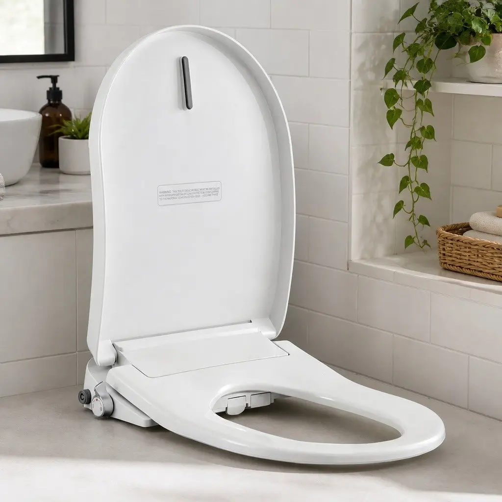 D-Shape Electric Bidet Toilet Seat White Heated Seat Warm Water Air Dryer