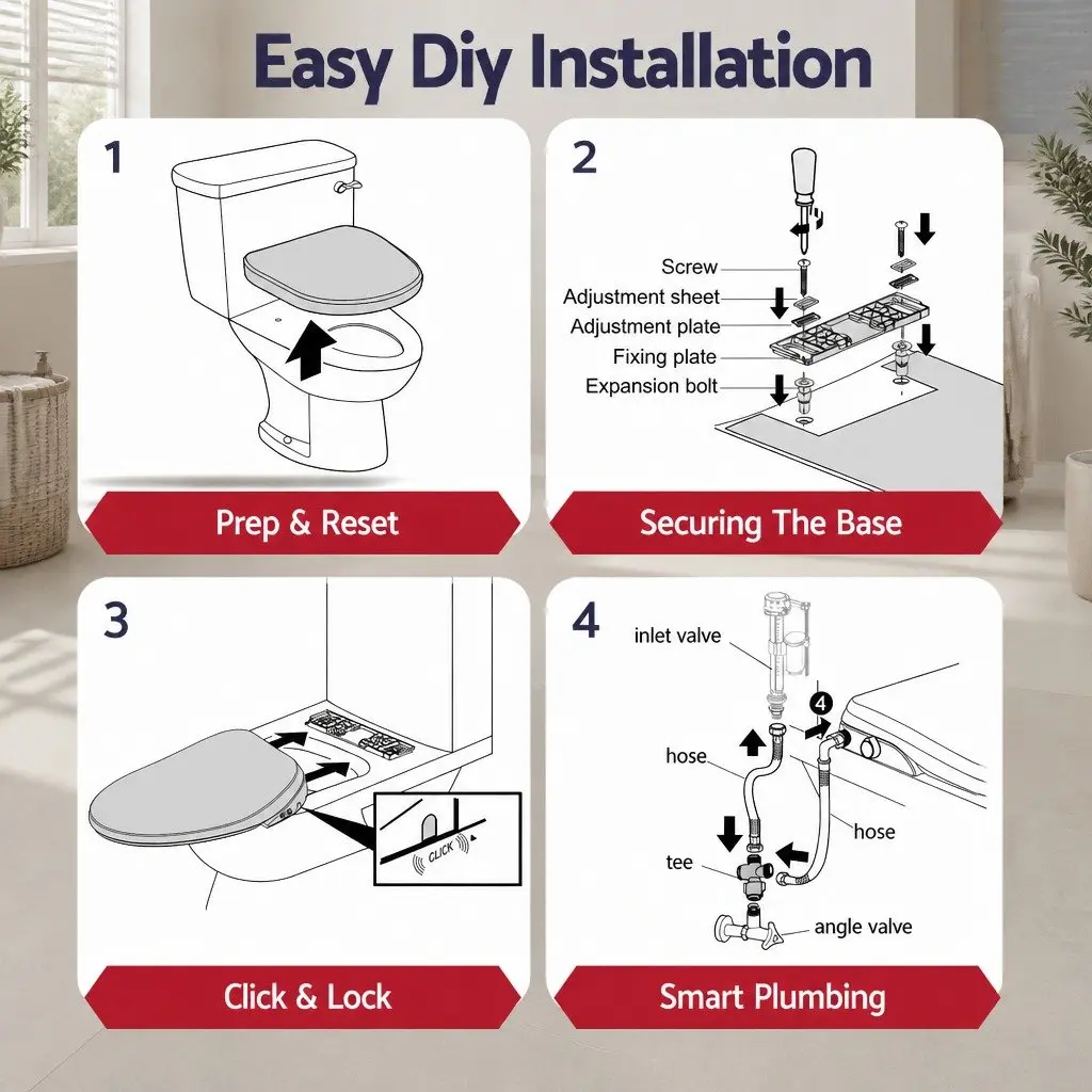 D-Shape Electric Bidet Toilet Seat White Heated Seat Warm Water Air Dryer