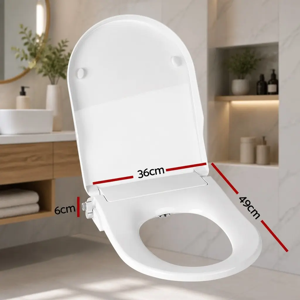 Non Electric Bidet Toilet Seat Cover White U Shape 49cm L x 36cm W PP5 Plastic Self Cleaning Automatic Water Wash Dry