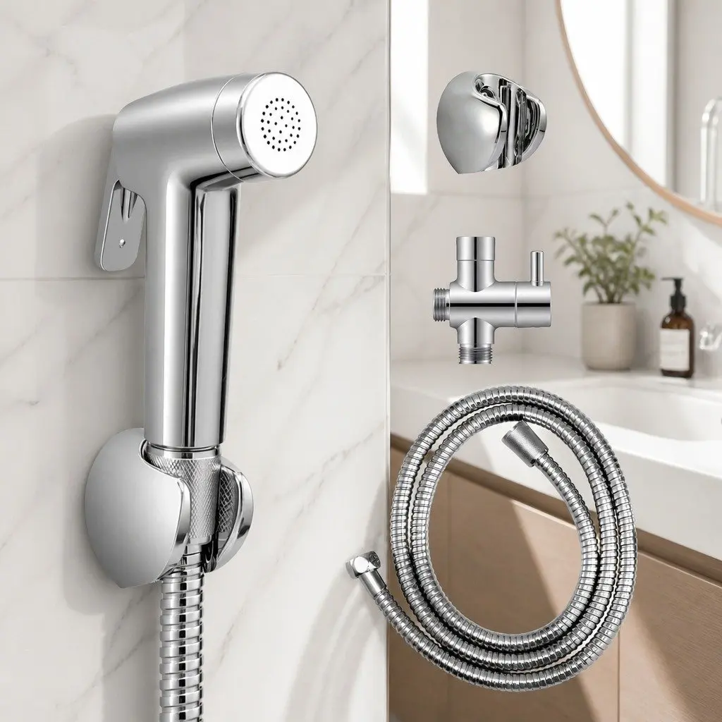 Handheld Bidet Sprayer Toilet Attachment Stainless Steel Hose 1.5m Silver