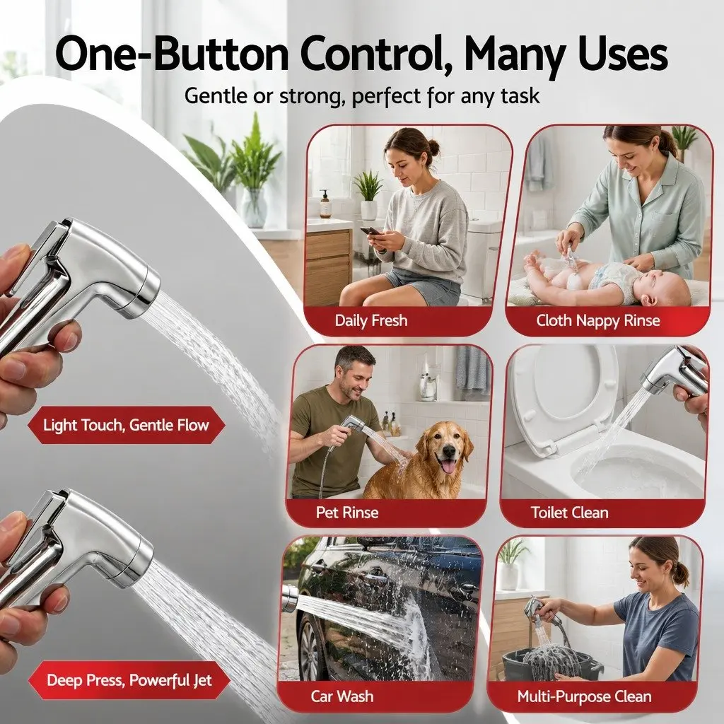 Handheld Bidet Sprayer Toilet Attachment Stainless Steel Hose 1.5m Silver