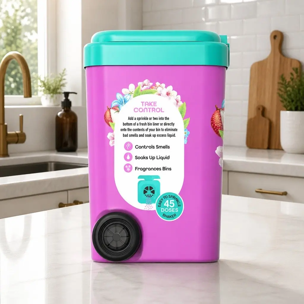 Odour Control Powder 450g Fresh Spring Blossom Fragrance for Home and Office Bins 3 Pack