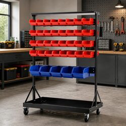 Practical 74 Bin Storage Rack for Garage or Workshop Use