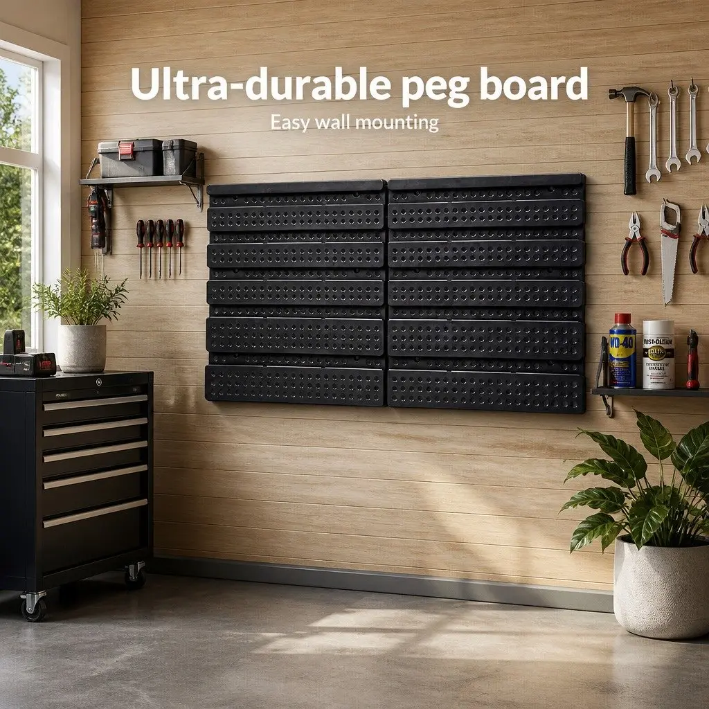 60 Bin Wall Storage Rack Organiser Heavy Duty Pegboard System Blue Grey