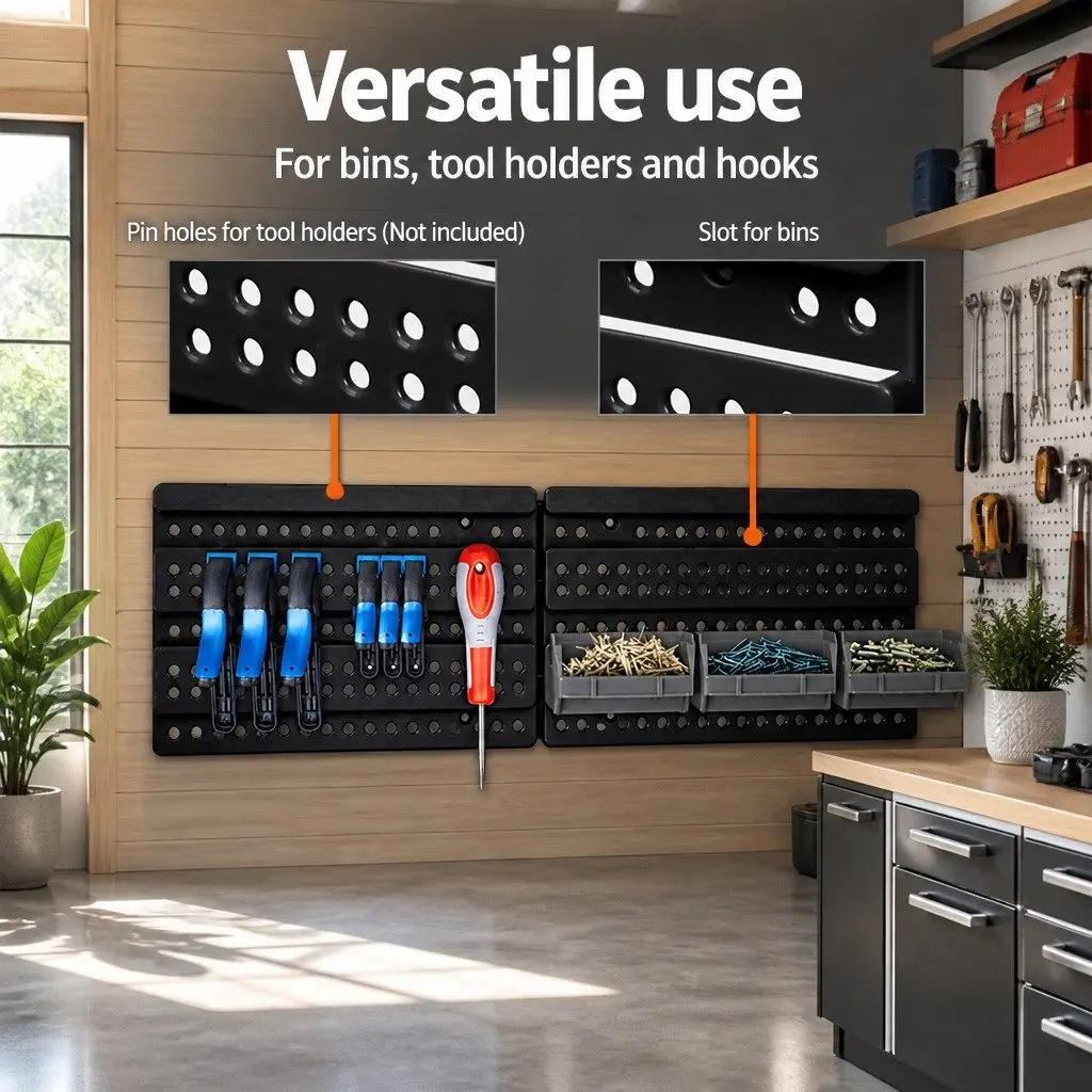 60 Bin Wall Storage Rack Organiser Heavy Duty Pegboard System Blue Grey