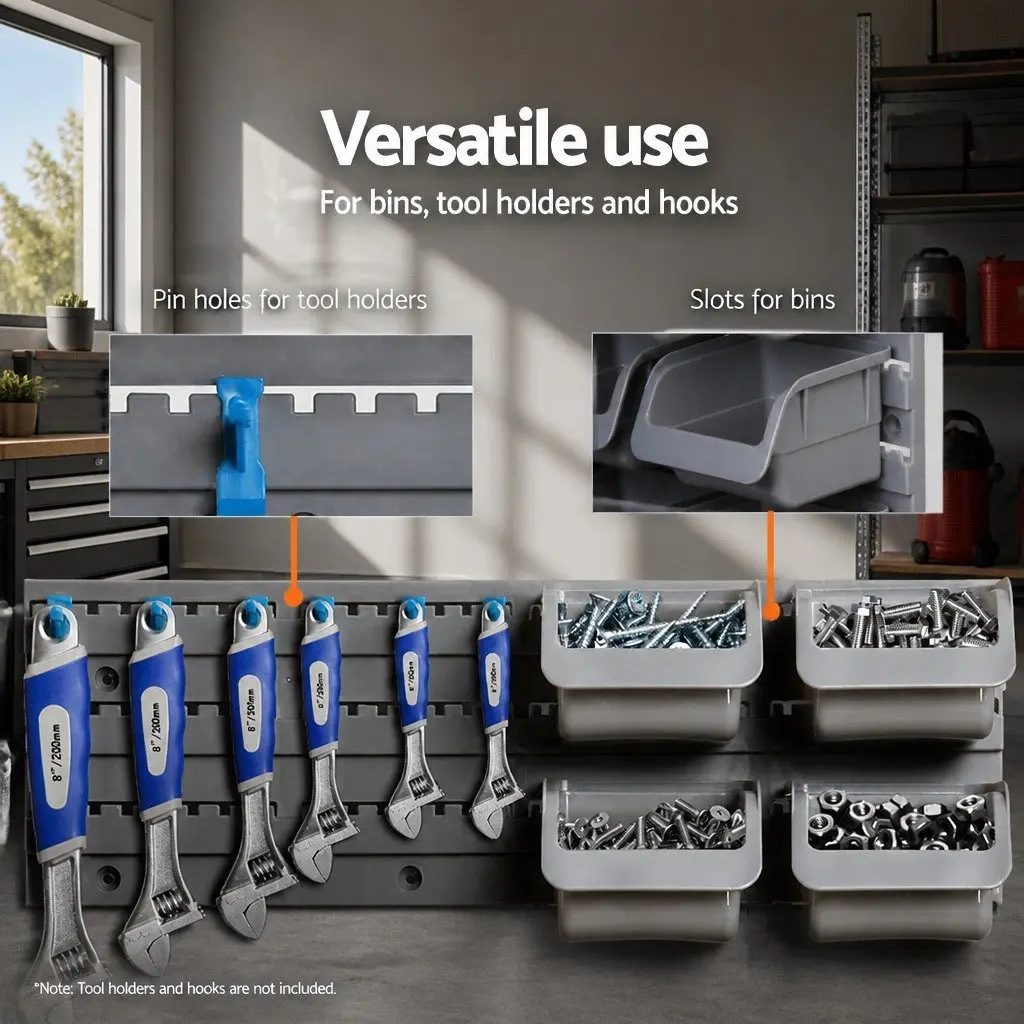 Storage Bin Rack Wall Mounted Heavy Duty 96 Bins Pegboard Tool Organiser Garage Workshop