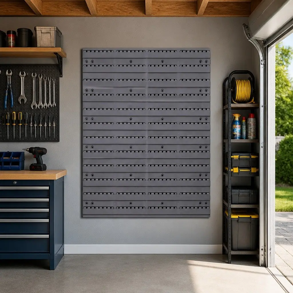48 Bin Storage Rack Wall Mounted Steel Pegboard Organizer Grey