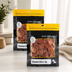 Dog Chicken Discs Oven Baked Treats High Protein Crunchy 1kg x 2 Pack