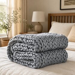 Versatile Chunky Knitted Blanket for Home Use