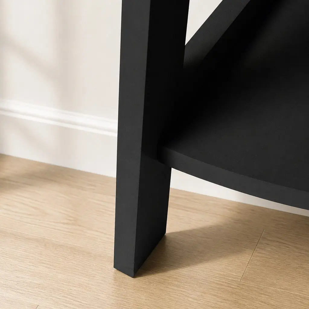 5 Tier Corner Shelf MDF Storage Display Organiser Black Vertical Unit