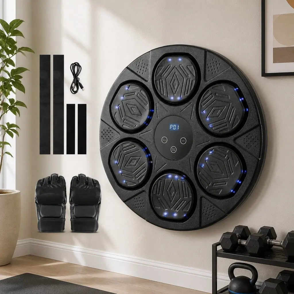 Wall-Mounted Electronic Boxing Machine TPU ABS 40cm Black