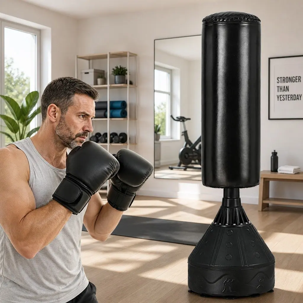 Boxing Punching Bag Stand Freestanding Sturdy Multi-layered Construction 170CM Black