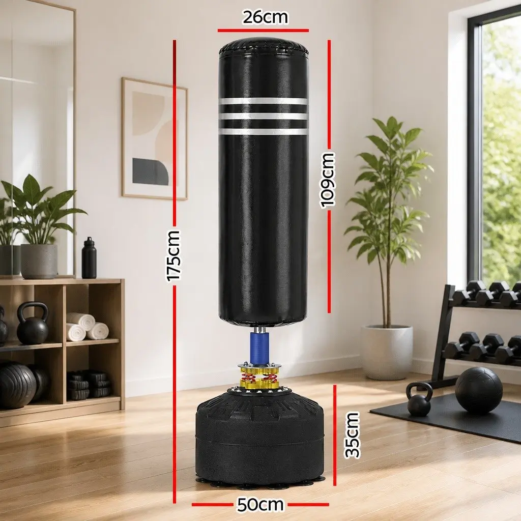 Boxing Punching Bag Stand Freestanding Equipment Sturdy Multi-Layered Construction 175CM Black