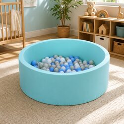 Kids Foam Ball Pit 90cm Blue Play Pool Barrier Toys Children Indoor Playroom