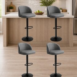 Bar Stools x4 Swivel Gas Lift PU Leather Seat Kitchen Counter Height Adjustable