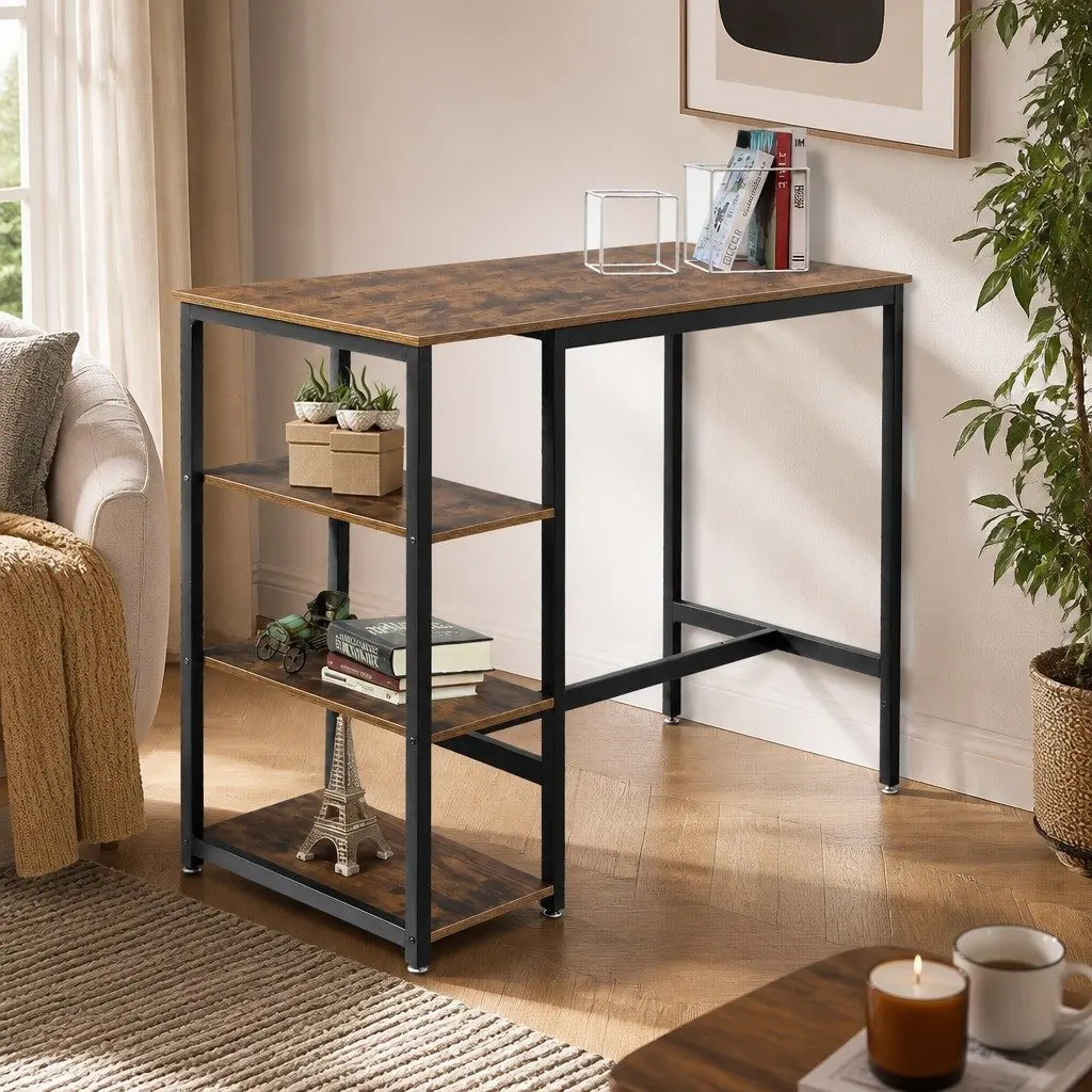 High Bar Table Industrial MDF Steel 110cm Brown