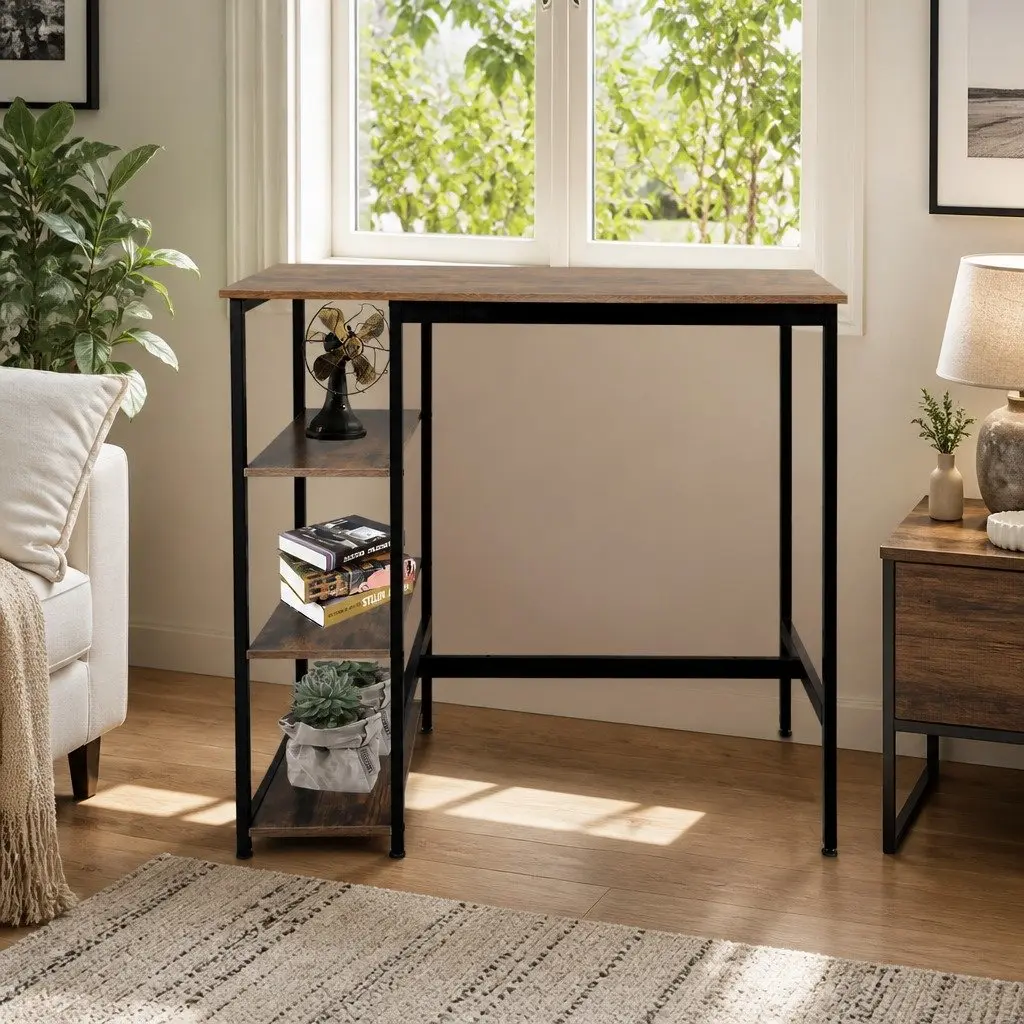 High Bar Table Industrial MDF Steel 110cm Brown