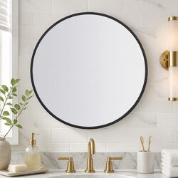 Round Wall Mirror Bathroom Makeup Vanity Home Decor Black Large 50 60 70 80cm