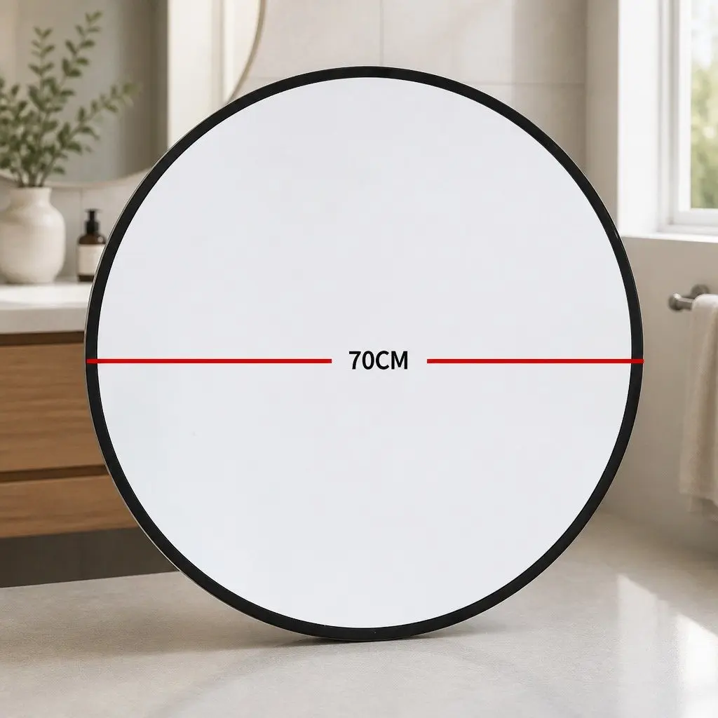 Round Wall Mirror Steel Black Large 50 60 70 80cm