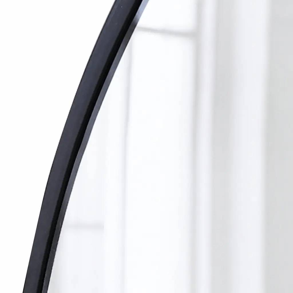 Round Mirror Steel Frame Wall Mountable Bathroom Bedroom Living Room Black 50cm 60cm 70cm 80cm