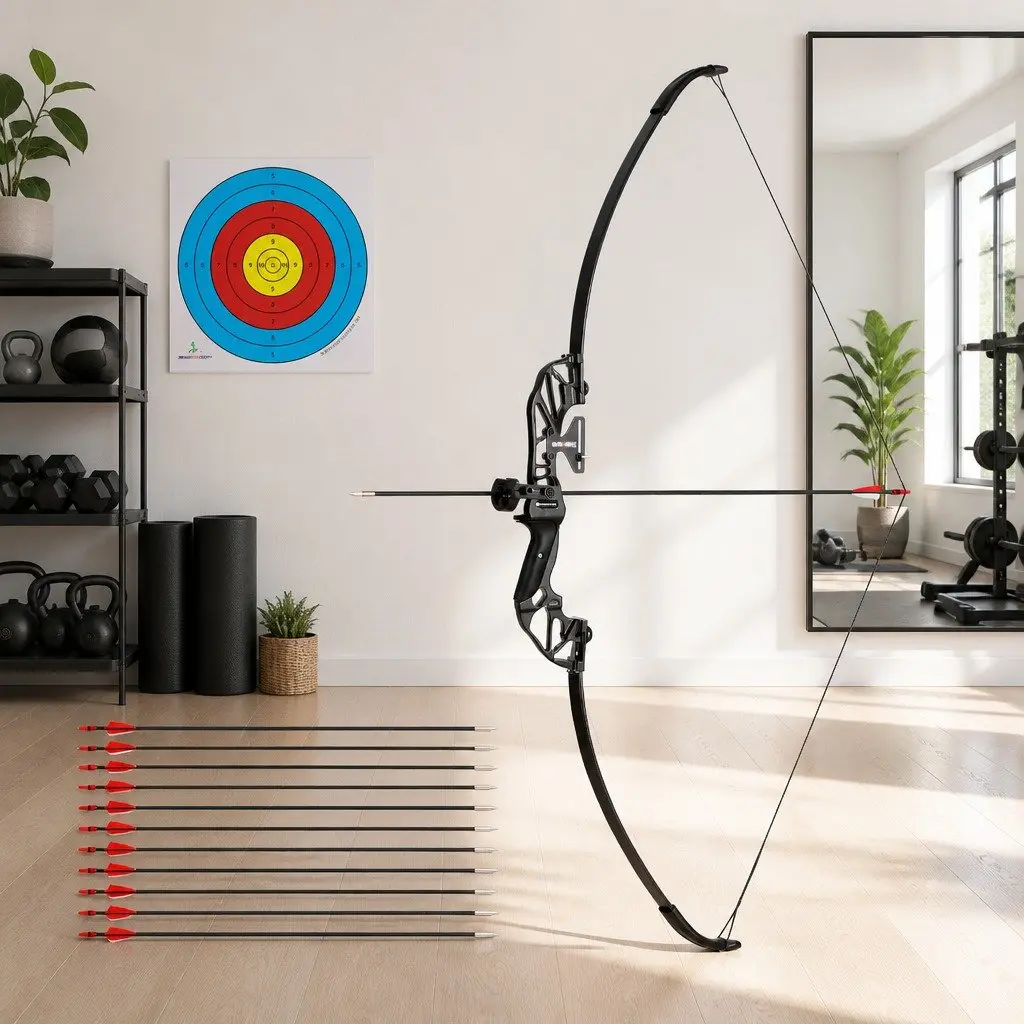 Recurve Bow Arrow Set Takedown 55lbs 135cm Fiberglass Aluminum Alloy Red Black