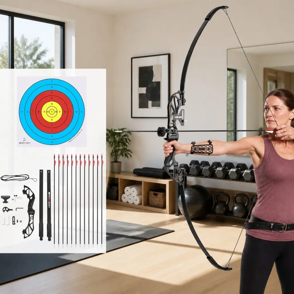 Recurve Bow Arrow Set Takedown 55lbs 135cm Fiberglass Aluminum Alloy Red Black