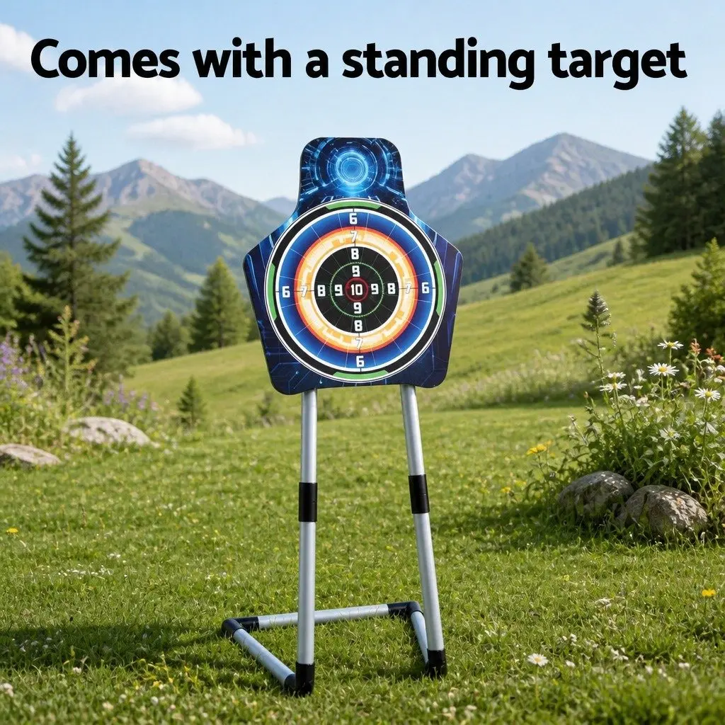 Kids Bow and Arrow Set ABS Plastic 81cm Blue with Standing Target and Goggles