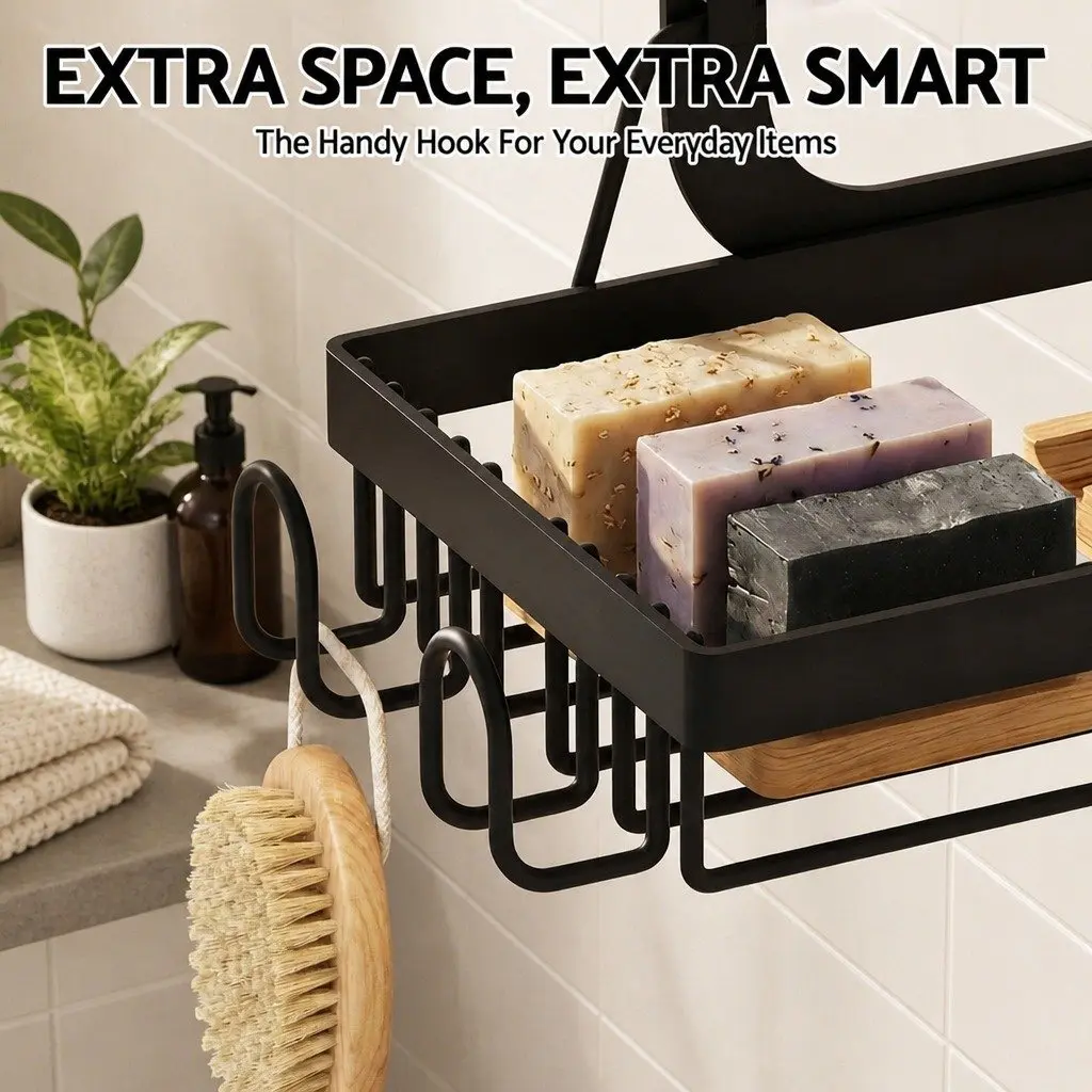 3 Tier Over The Door Shower Caddy Iron Black Bathroom Storage Organizer
