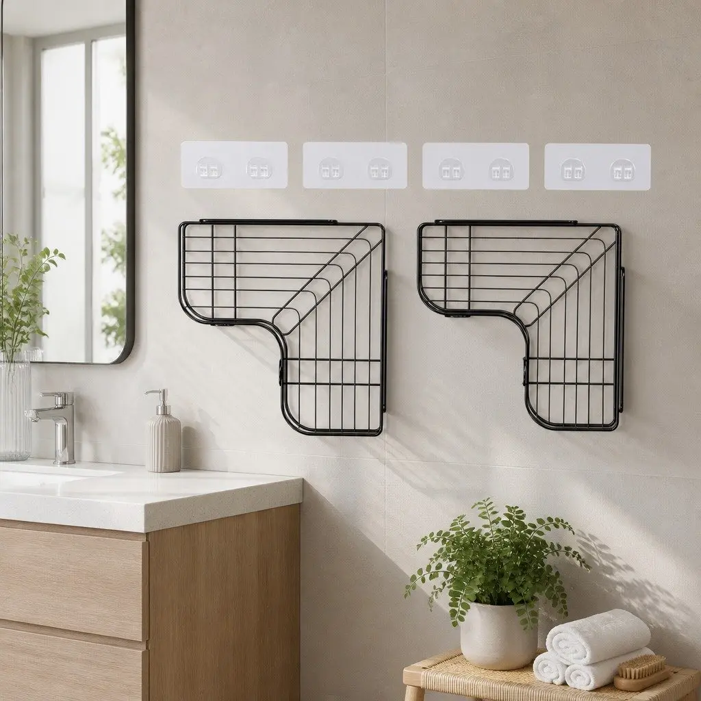 Corner Storage Rack L-Shaped Carbon Steel Black 2 Pack