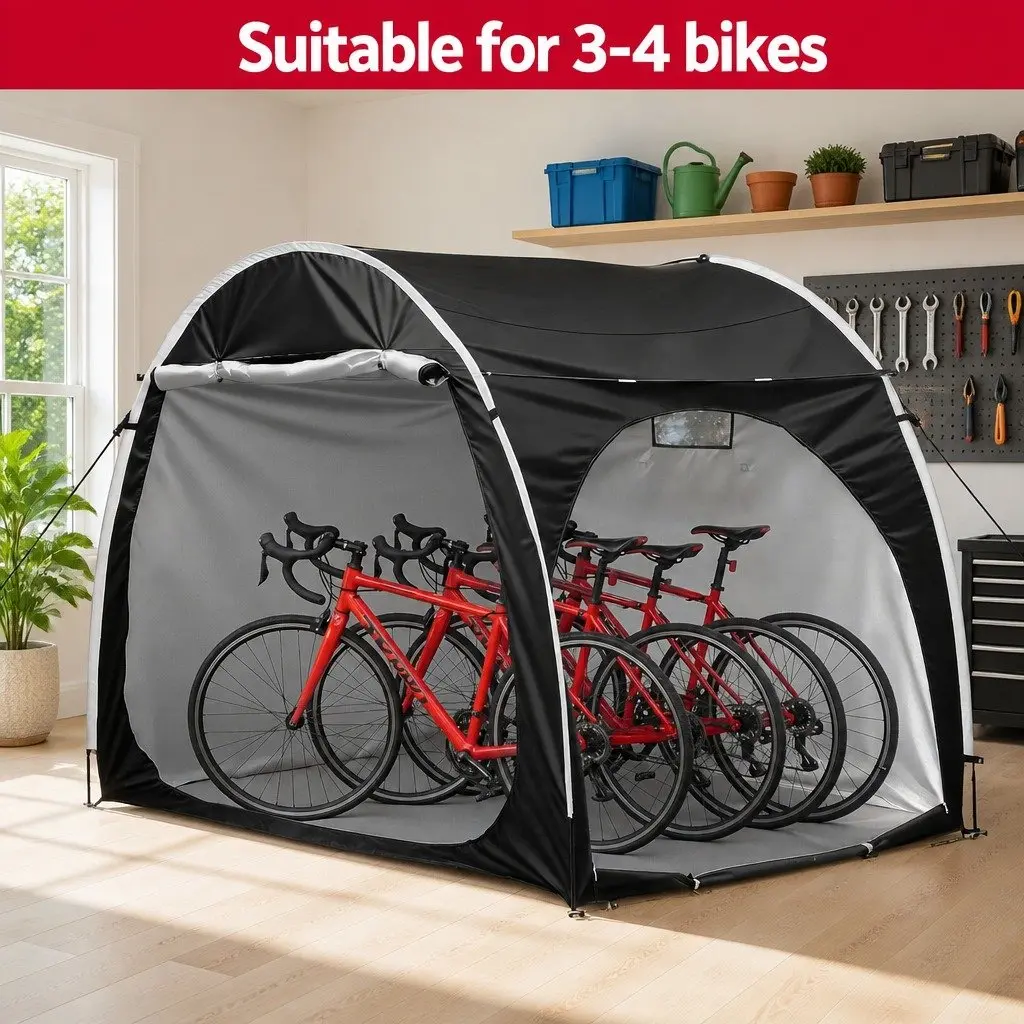 Bike Storage Tent Waterproof UV Resistant 200cm x 150cm x 165cm Black