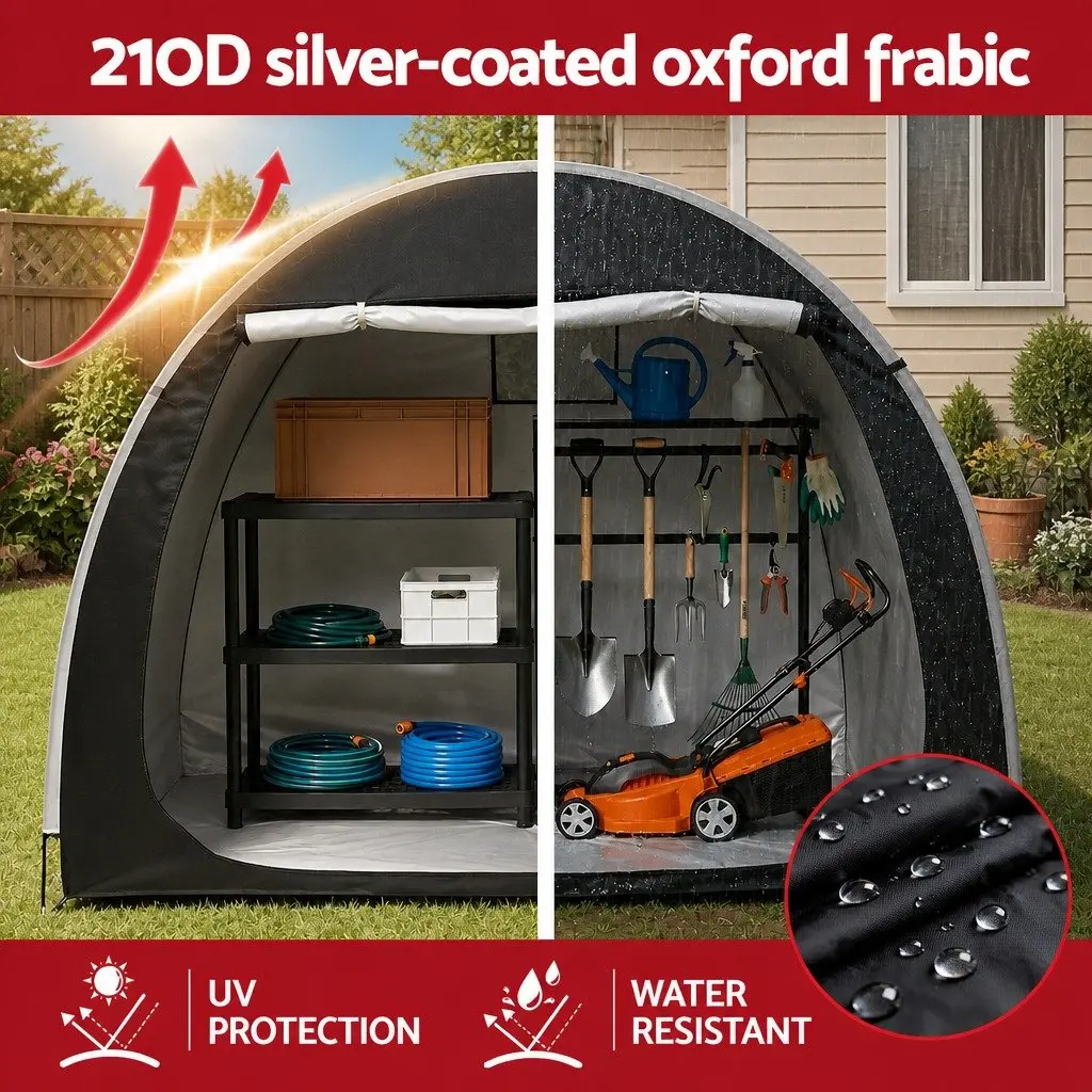 Bike Storage Tent Waterproof UV Resistant 200cm x 150cm x 165cm Black