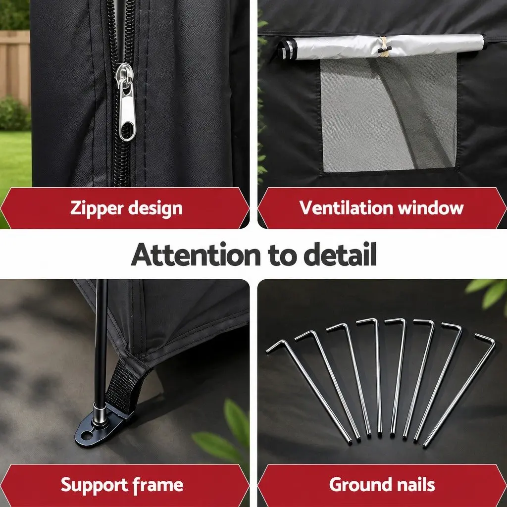 Bike Storage Tent Waterproof UV Resistant 200cm x 150cm x 165cm Black