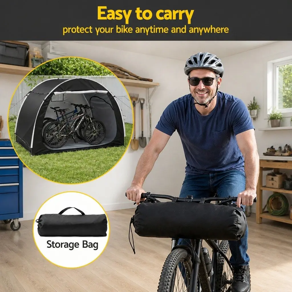 Bike Storage Tent Waterproof UV Resistant 200cm x 150cm x 165cm Black